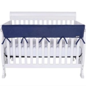 Trend Lab Crib Wrap Rail Cover Set Navy Color Fleece Sherpa Material